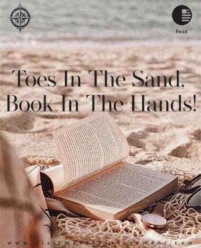 toes in the sand book in the hands